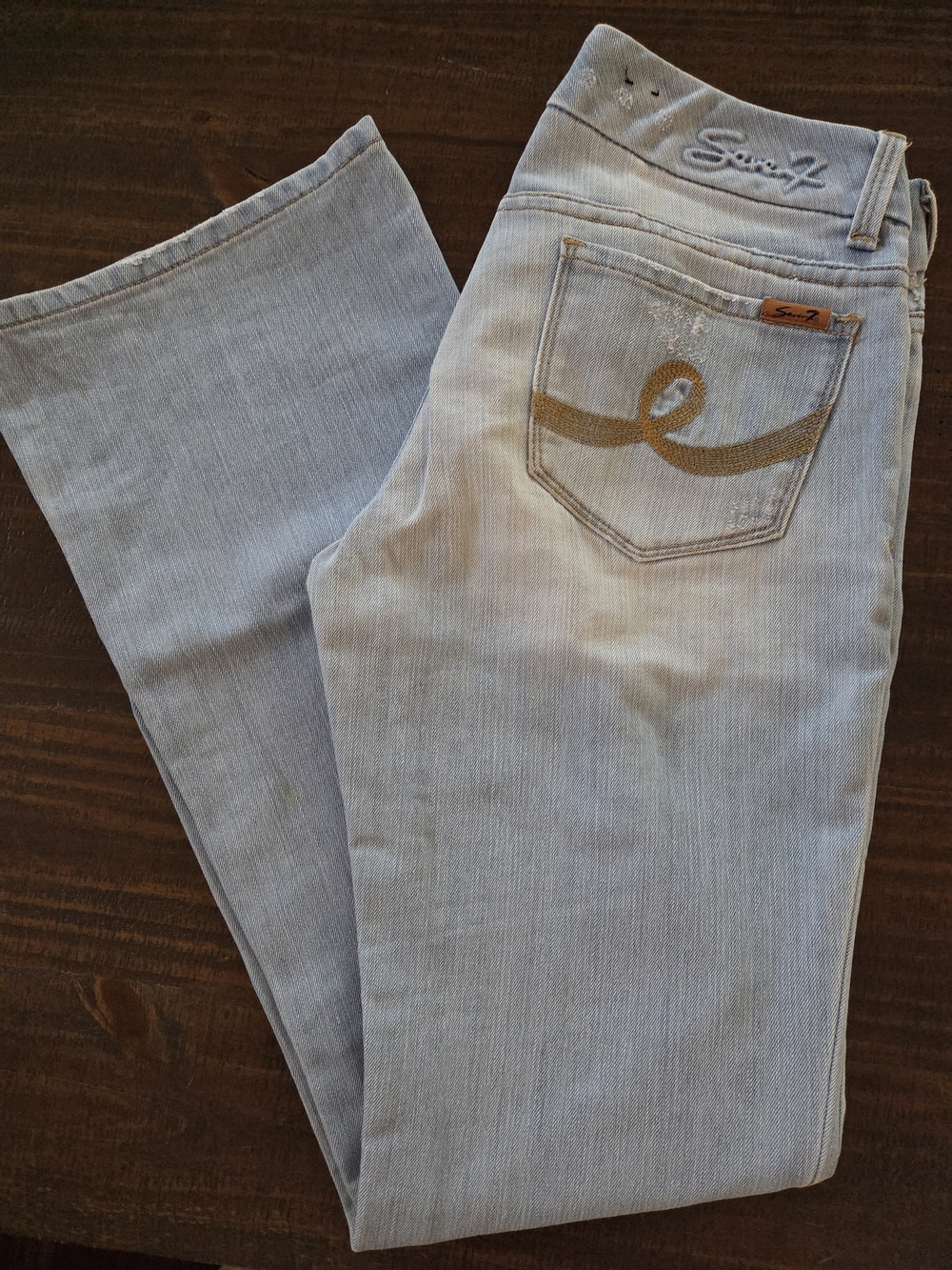 Seven7 Light Blue Skinny Jeans with Embroidered Back Pocket